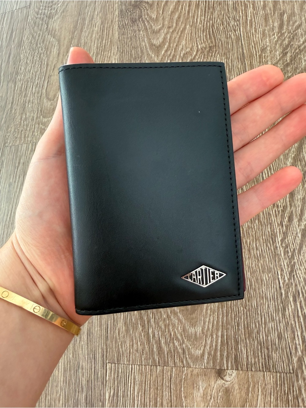 Authentic Cartier Black Leather Card Holder with Gold Logo Accent - Picture 6 of 6
